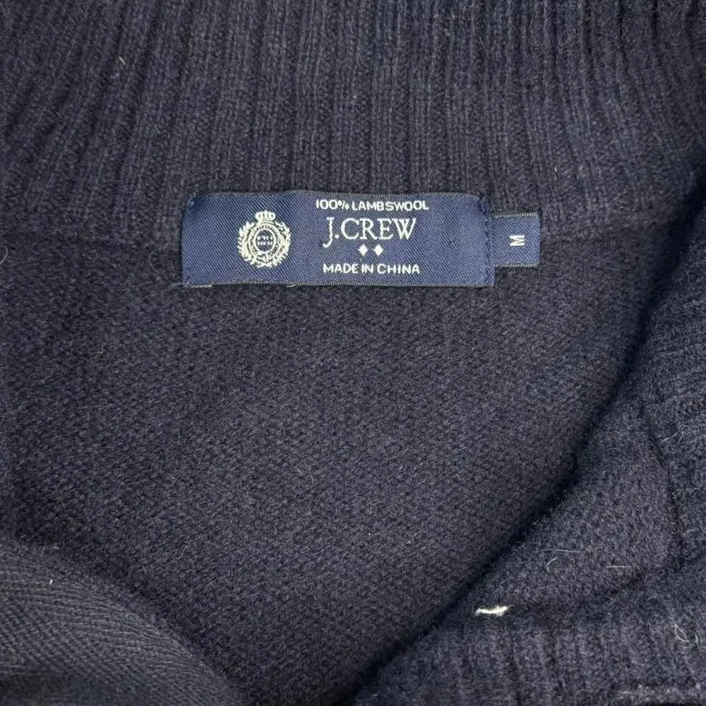 Jcrew‎ Men's Navy Wool button mock neck sweater